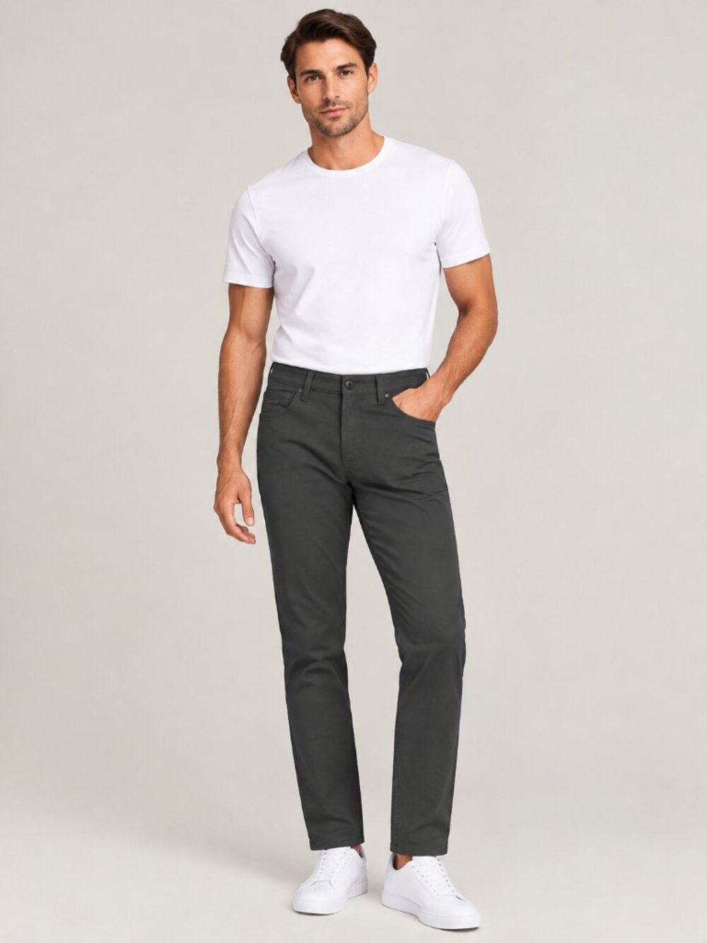 2/$30 TAHARI Men's Mid Rise Five-Pocket Chino Pant Graphite 30 x 32 #A6227